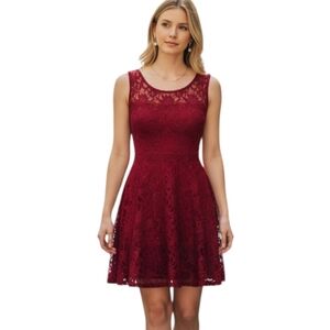 FE FOREVER RED LACE & SEQUIN DRESS SZ. S/M GUC